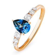 Кольцо из красного золота р. 17,5 585Gold 201014449, топаз\фианит