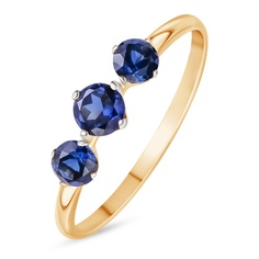 Кольцо из красного золота р. 17,5 585Gold 101015456, сапфир искусственный
