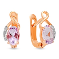 Серьги из красного золота 585Gold 202010451, аметист\фианит