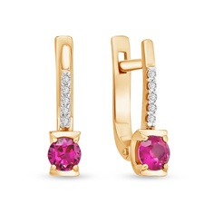 Серьги из красного золота 585Gold 102007433, рубин искусственный\бриллиант
