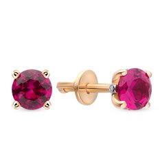 Серьги из красного золота 585Gold 102004884, рубин искусственный\бриллиант