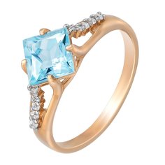 Кольцо из красного золота р. 16,5 585Gold 201001854, топаз\фианит