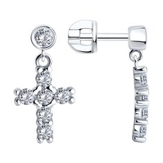 Серьги из серебра SOKOLOV 94026729, фианит