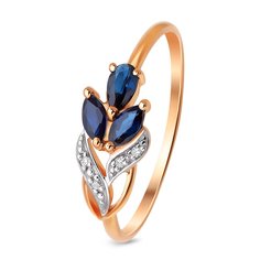 Кольцо из красного золота с сапфиром/бриллиантом р. 17,5 585Gold 101015009
