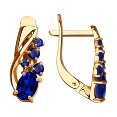 Серьги из красного золота SOKOLOV 725671, корунд искусственный