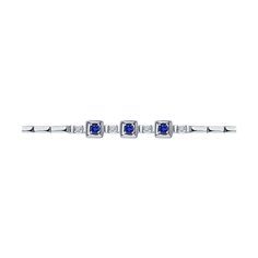 Браслет из белого золота р. 18 SOKOLOV Diamonds 2050063-3, бриллиант/сапфир