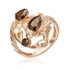 Кольцо из красного золота р. 18,5 PLATINA jewelry 01-5782-00-202-1110, раухтопаз