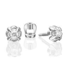 Серьги пусеты из белого золота PLATINA jewelry 02-5361-00-101-1120, бриллиант