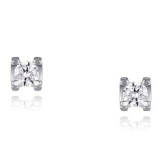 Серьги пусеты из белого золота ADAMAS 21041508/01-А51Д-41, бриллиант АДАМАС