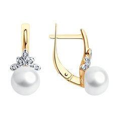 Серьги из серебра SOKOLOV 92025292, жемчуг культивированный/фианит