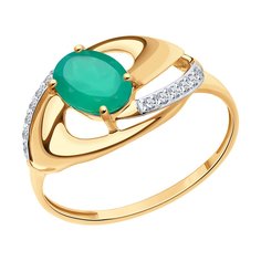 Кольцо из красного золота р. 18 SOKOLOV 716944, фианит/агат