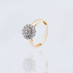 Кольцо обручальное из желтого золота р.16 Gatamova 09к13546, бриллиант