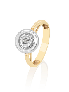 Кольцо обручальное из желтого золота р.17,5 Gatamova 09к13317, бриллиант