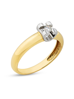 Кольцо обручальное из желтого золота р.17 Gatamova 09к13953, бриллиант