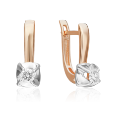 Серьги из белого/красного золота PLATINA jewelry 02-5334-00-101-1111, бриллиант