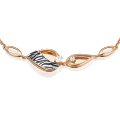 Браслет из белого/красного золота р.16 PLATINA jewelry 05-0803-00-401-1111, фианит/эмаль
