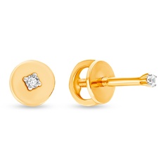 Серьги пусеты из красного золота 585Gold 399000190, фианит