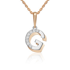 Кулон из красного золота/белого золота PLATINA jewelry 03-3419-G-401-1111, фианит