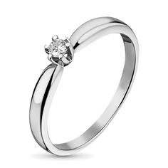 Кольцо из серебра р. 15,5 AURORA SIBERICA. Якутские бриллианты 0010-4110, бриллиант