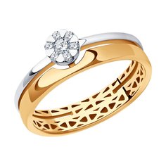 Кольцо из комбинированного золота р. 16,5 SOKOLOV 1012277, бриллиант
