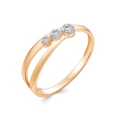 Кольцо из красного золота с фианитом р. 18,5 585Gold 301011976