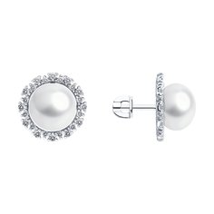 Серьги из серебра Diamant 94-322-02678-1, фианит\жемчуг