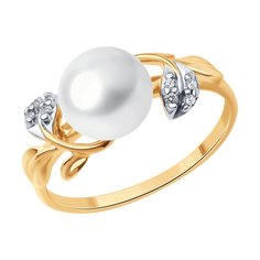 Кольцо из серебра р. 18 Diamant 93-310-01961-1, фианит\жемчуг