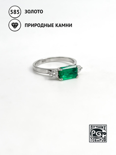 Кольцо из белого золота р.16 Кристалл мечты 15438449, бриллиант/изумруд