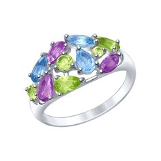 Кольцо из серебра р. 18,5 SOKOLOV 92011378, топаз\хризолит\аметист