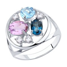 Кольцо из серебра р. 18,5 Diamant 94-310-00664-1, фианит\топаз\аметист