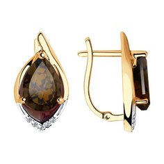 Серьги из желтого золота SOKOLOV 725736, раухтопаз\фианит