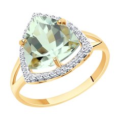 Кольцо из красного золота р. 18 Diamant 51-310-00865-4, аметист\фианит