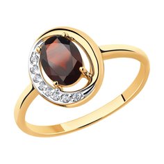 Кольцо из красного золота р. 19 Diamant 51-310-00224-2, фианит\гранат