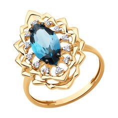Кольцо из красного золота р. 17,5 Diamant 51-310-02468-2, фианит\топаз