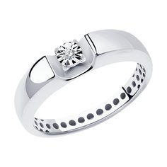Кольцо помолвочное из белого золота с бриллиантом р. 17 Diamant 52-210-01532-1