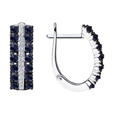 Серьги из белого золота SOKOLOV Diamonds 2021039-3, бриллиант/сапфир