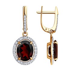 Серьги из красного золота Diamant 51-321-02442-2, фианит\гранат