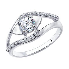 Кольцо из серебра с фианитом р. 19,5 Diamant 94-110-00731-1