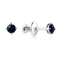 Серьги пусеты из серебра VALTERA 118118, сапфир
