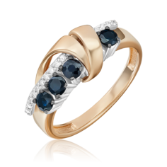 Кольцо из золота р. 17,5 PLATINA jewelry 01-5755-00-105-1111, сапфир/бриллиант