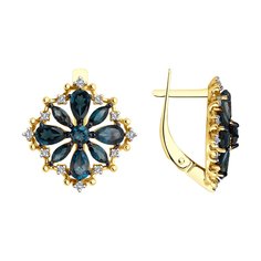 Серьги из желтого золота Diamant 53-320-02349-1, фианит\топаз
