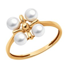 Кольцо из красного золота р. 19 SOKOLOV 791258, жемчуг