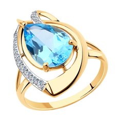 Кольцо из красного золота р. 21 Diamant 51-310-00931-1, фианит\топаз