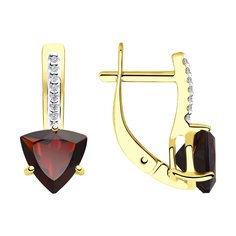 Серьги из желтого золота Diamant 53-320-00291-2, фианит\гранат