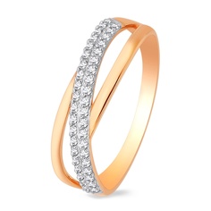 Кольцо женское из красного золота с бриллиантом 585Gold 101011997, р. 18,5