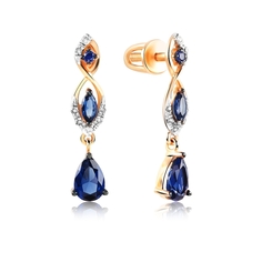 Серьги из серебра VALTERA 094096, сапфир\бриллиант
