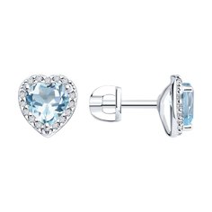Серьги пусеты из серебра SOKOLOV 92022956, фианит/топаз