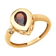 Кольцо из красного золота р. 18 SOKOLOV 71-00317, бриллиант\гранат