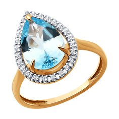 Кольцо из красного золота р. 19,5 Diamant 51-310-02439-1, фианит\топаз