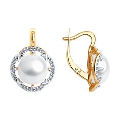 Серьги из серебра Diamant 93-320-01926-1, фианит\жемчуг